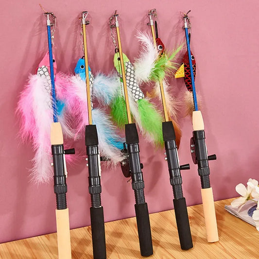Fishing rod with feather for cats